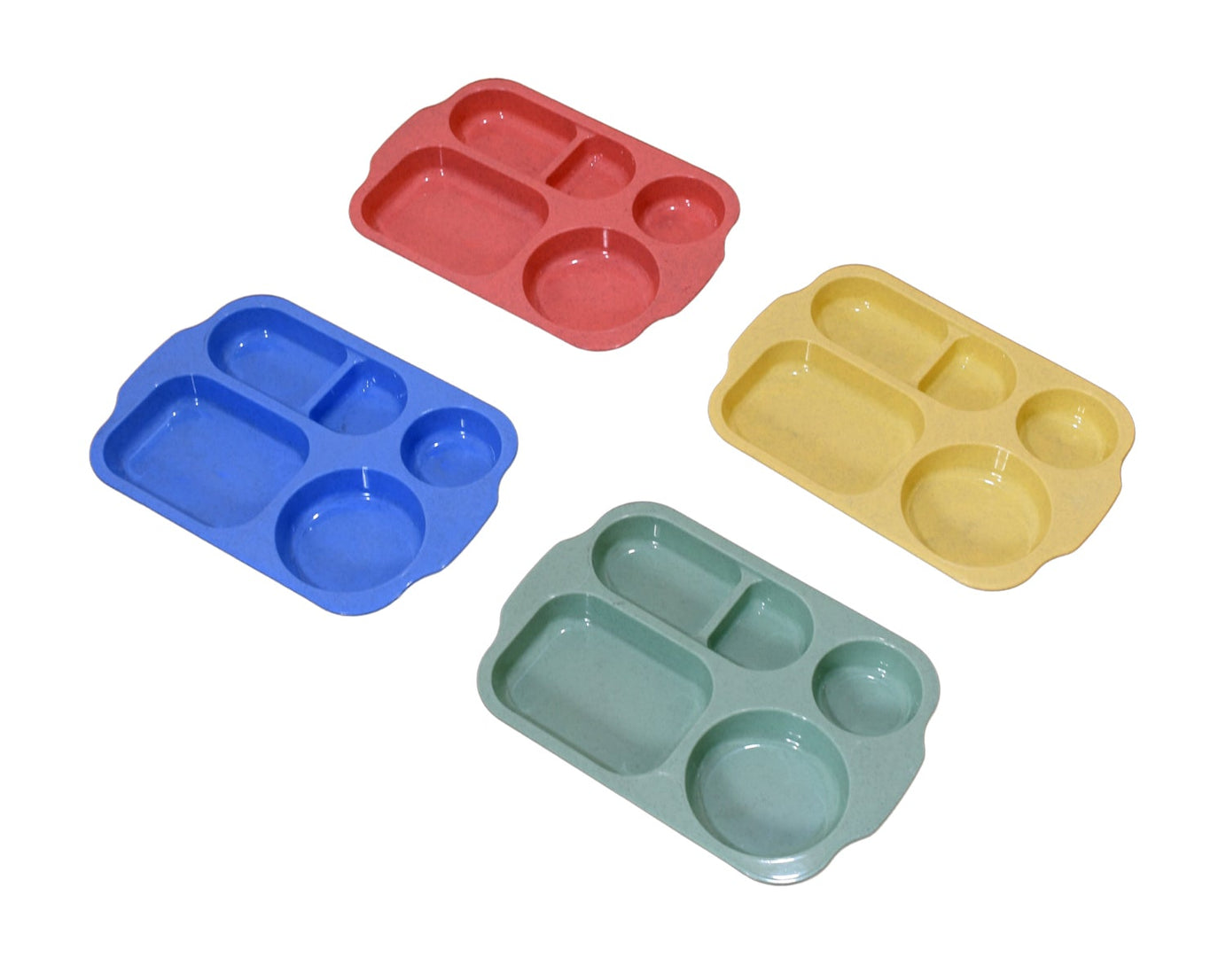 Divided Plates, 5 Compartments 32 CM Split Plates, Shatterproof Separating Plates For Kids And Adults, Microwave and Dishwasher Tableware Set, Multi-Colour, Modern (4 Pc Set)