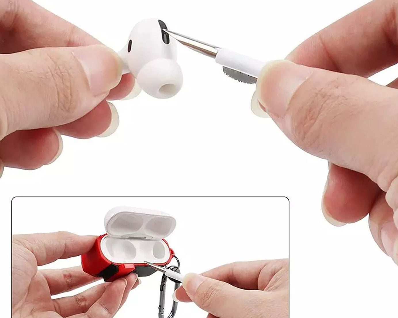 3 In 1 Earbuds Cleaning Pen For Cleaning Of Ear Buds And Ear Phones Easily Without Having Any Damage.