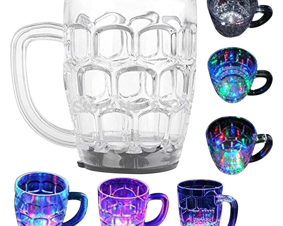 Glass cup with LED lights that change colors.