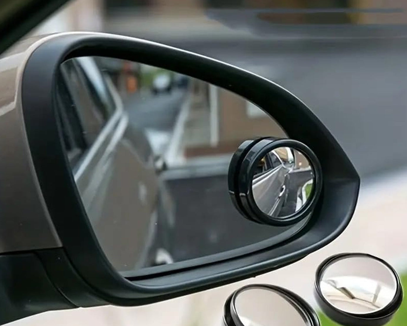 360DEGREE BLIND SPOT ROUND WIDE ANGLE ADJUSTABLE CONVEX REAR VIEW MIRROR - PACK OF 2