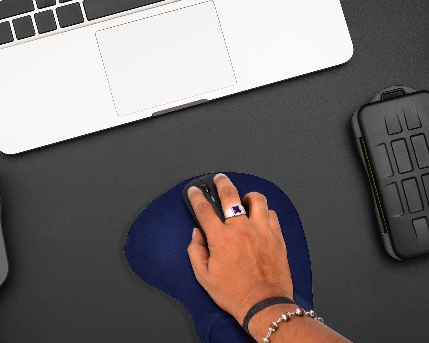 Comfortable mouse pad with wrist rest, close-up