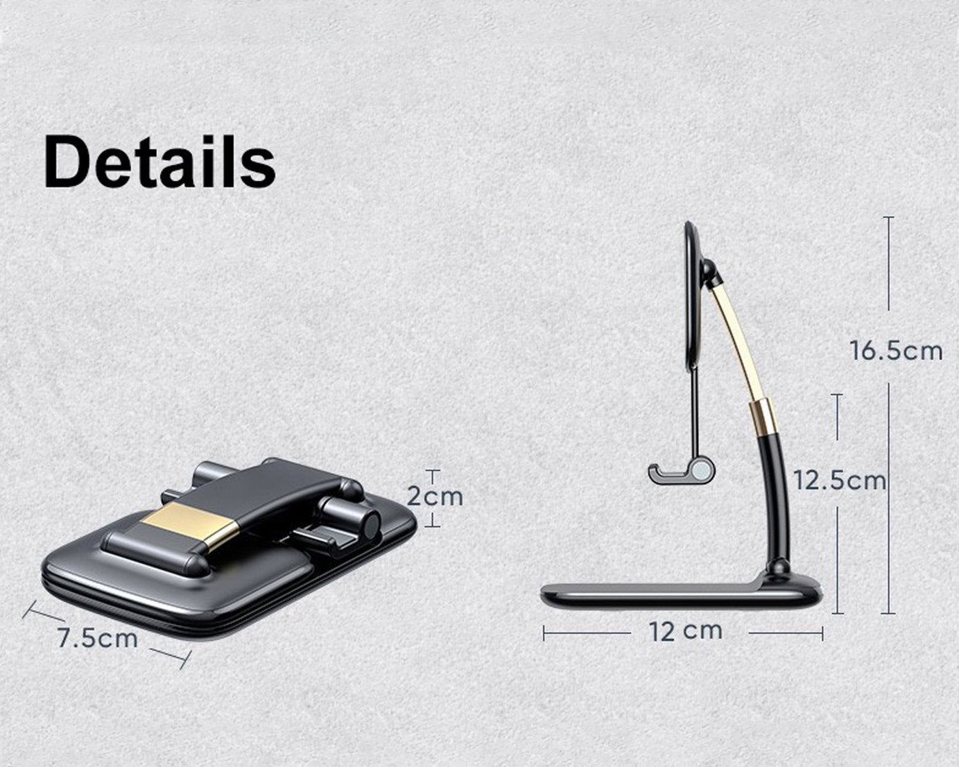 Phone Holder for Table, Foldable Universal Mobile Stand for Desk