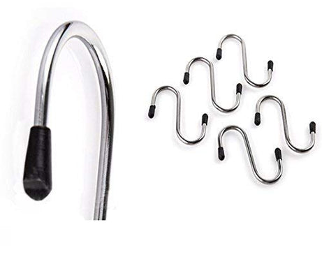 Heavy-duty S-shaped stainless steel hanging hook for durable use.