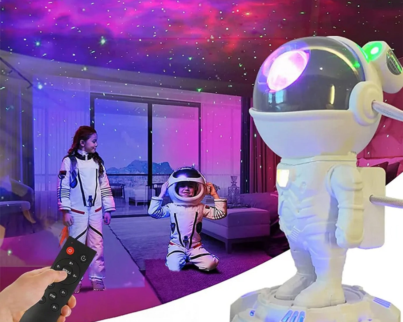 Robot Sky Space Stars Light Astronaut Galaxy Projector, Night lamp, Bedroom, Kids, Projector, Remote Control, Star Projector Will Take Children's to Explore The Vast Starry Sky for Adults, raksha bandhan, Diwali Gift