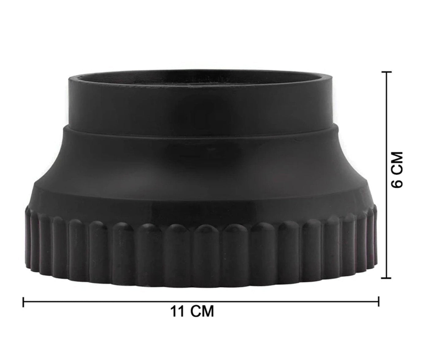 Round plastic feet, side view.