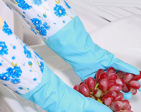 2 Pair Large Blue Gloves For Different Types Of Purposes Like Washing Utensils, Gardening And Cleaning Toilet Etc.