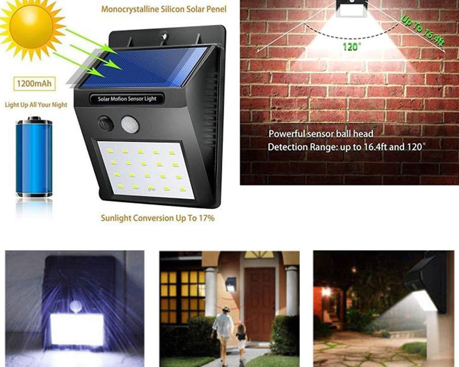 LED solar security light for outdoor areas.