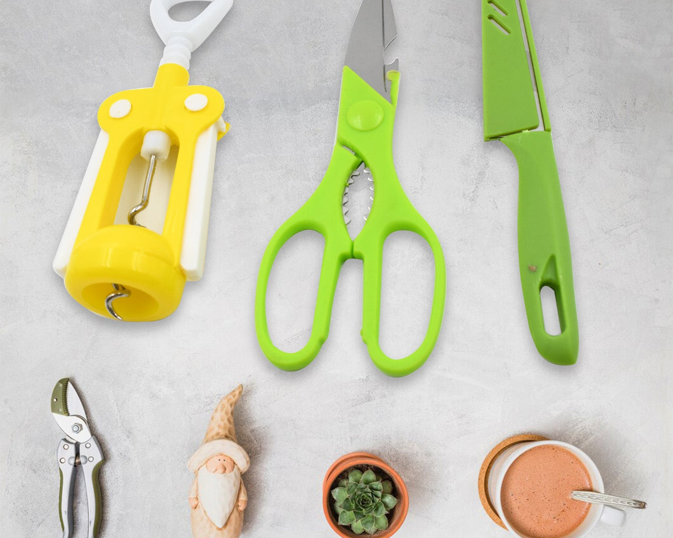 Multifunction Kitchen Tools Stainless Steel and Plastic Kitchen Knife and Scissor Ideal Accessory Set for Kitchen