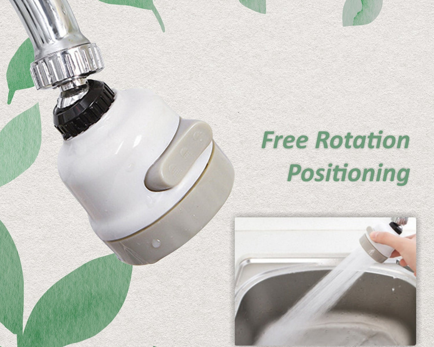 Close-up of a water-saving faucet filter sprayer