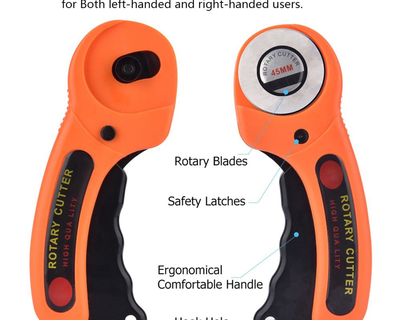 Sewing roller cutter with rotary blade and ergonomic handle