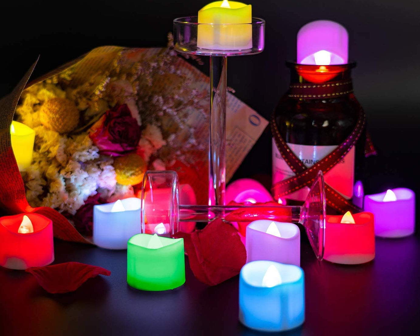 LED tealight candles, battery-operated for party decorations