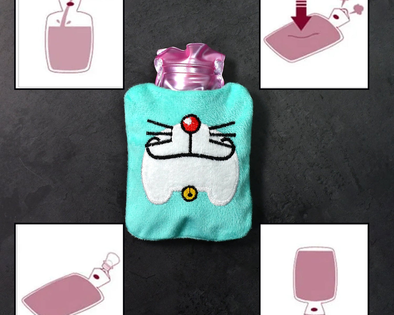 Doremon Cartoon Small Hot Water Bag with Cover for Pain Relief