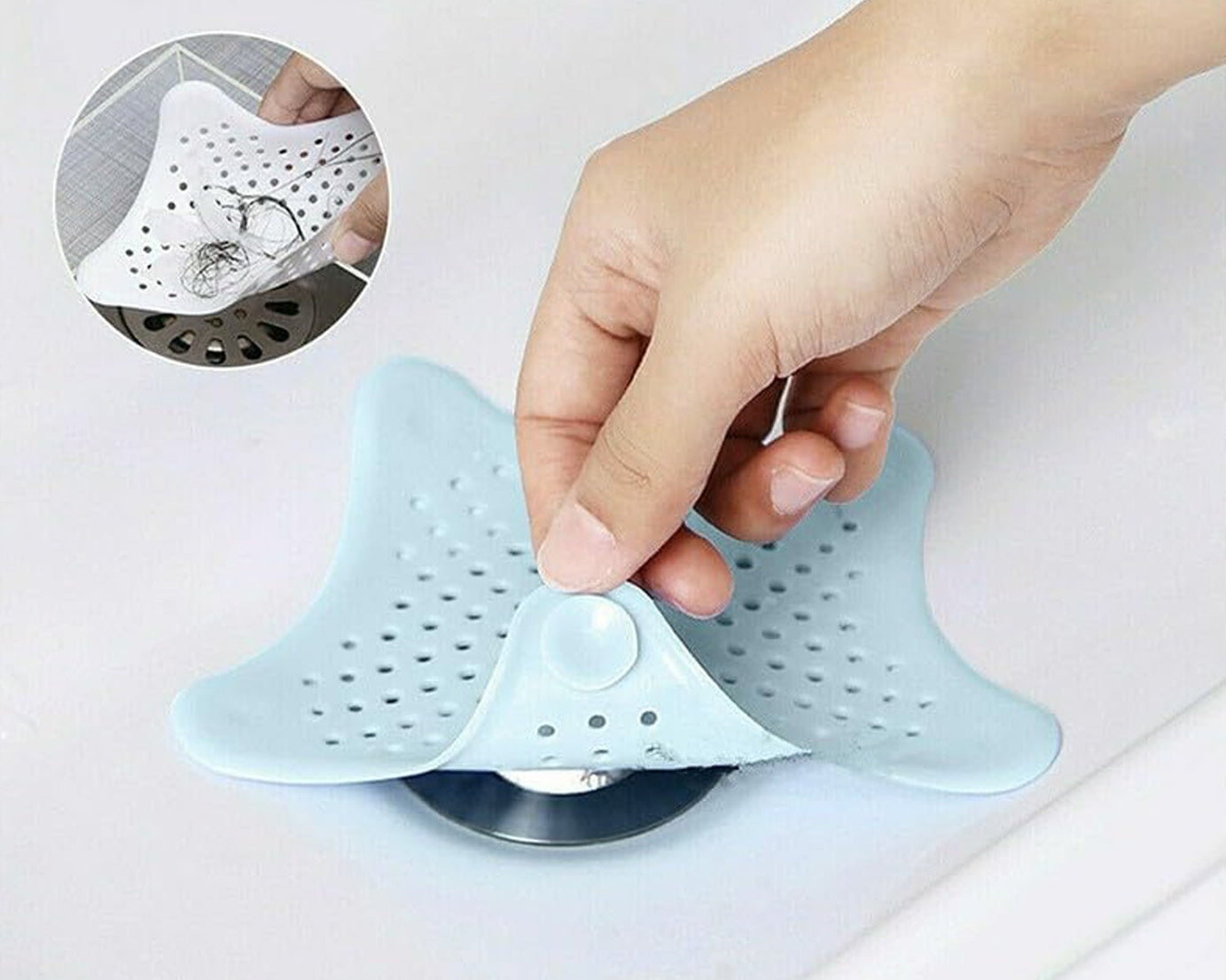 0830 Star Shape Suction Cup Kitchen Bathroom Sink Drain Strainer Hair Stopper Filter, Star Shaped Sink Filter Bathroom Hair Catcher, Drain Strainers Cover Trap Basin(Mix Color 1 Pc)