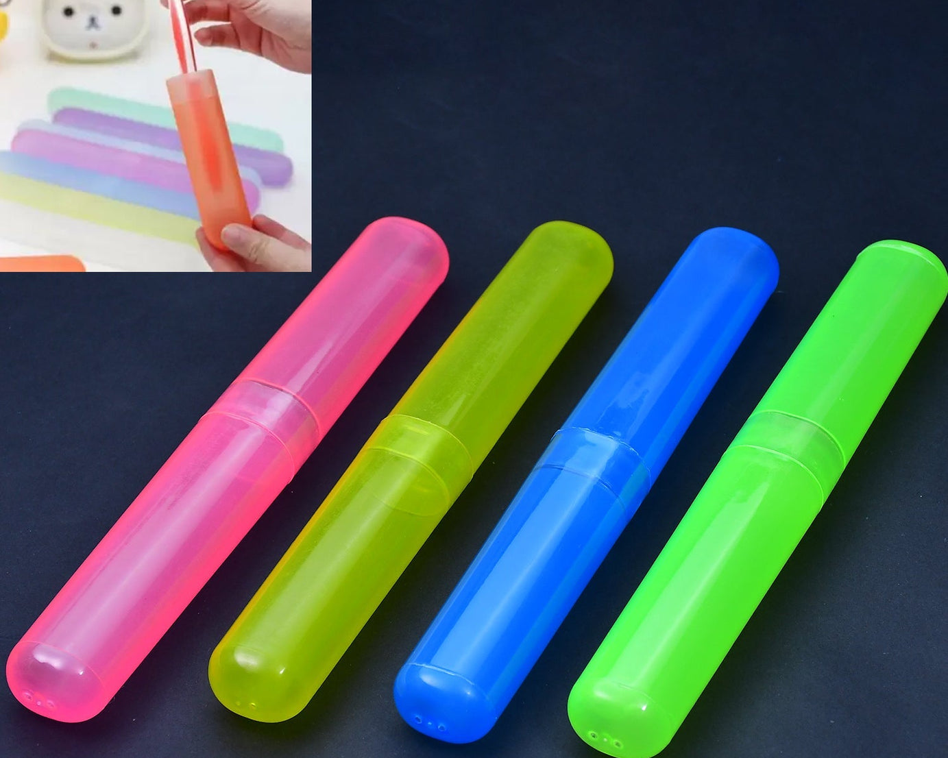 4-piece plastic toothbrush cover set, anti-bacterial and portable