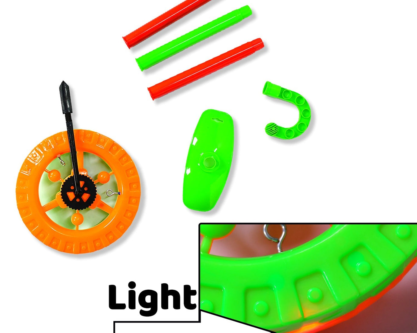 Single wheel push toy for kids with light feature