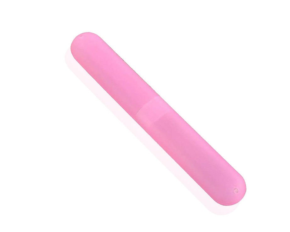 Portable toothbrush travel case, hygienic plastic design.