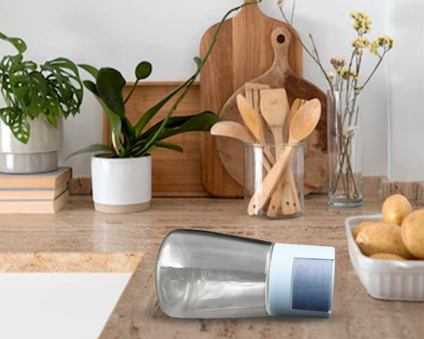 Glass Salt Bottle, Salt Dispenser, Glass Salt Shaker Pack of 1, Seasoning Shaker, Precise Quantitative 0.5g for Home Cooking Picnic Camping Ration Salt Shakers