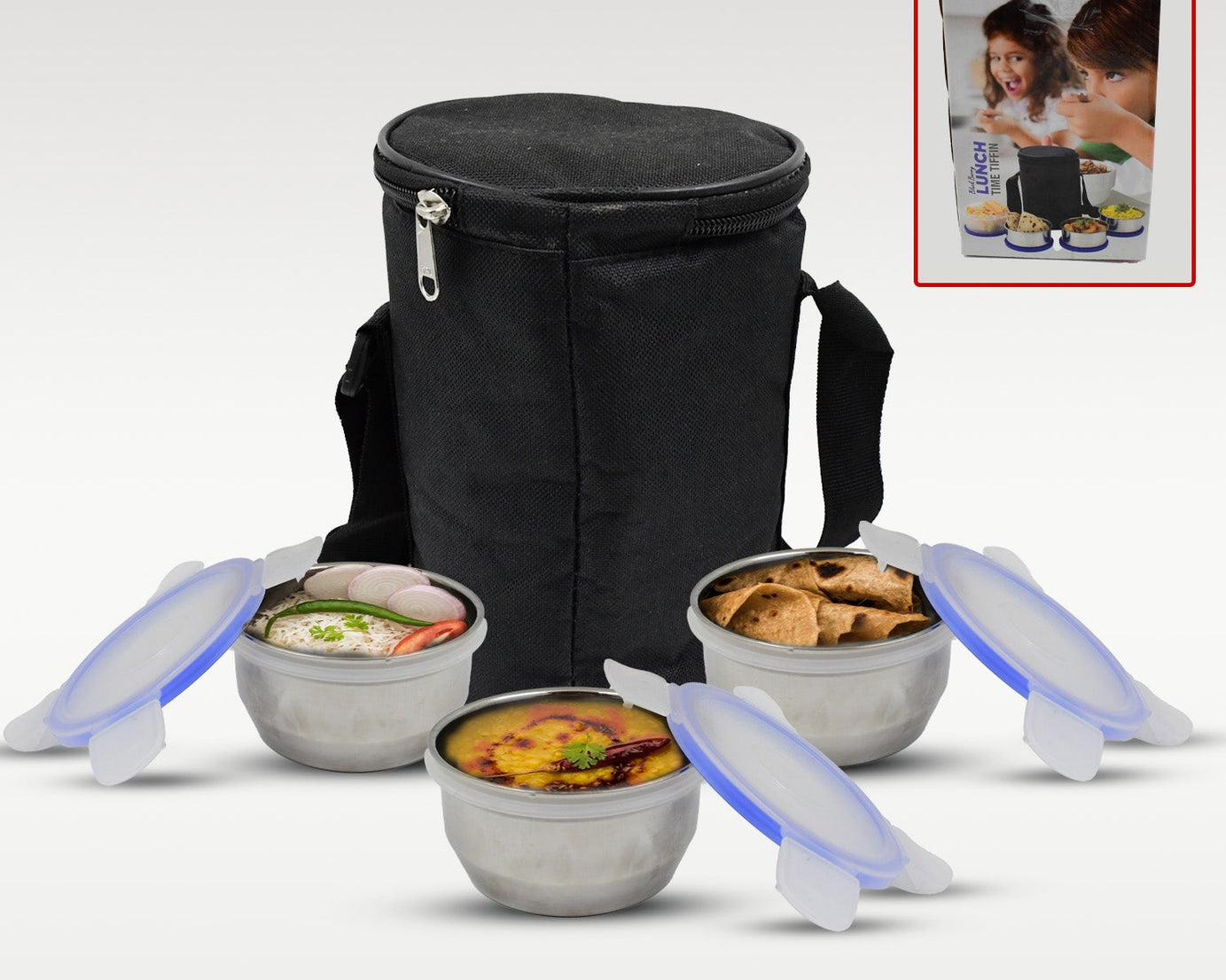 AIRTIGHT & LEAK PROOF STAINLESS STEEL CONTAINER MULTI COMPARTMENT LUNCH BOX CARRY TO ALL TYPE LUNCH IN LUNCH BOX & PREMIUM QUALITY LUNCH BOX IDEAL FOR OFFICE , SCHOOL KIDS & TRAVELLING IDEAL (3 Different Lunch Box)
