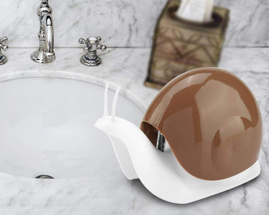 Snail-shaped liquid soap dispenser, perfect for home or travel.