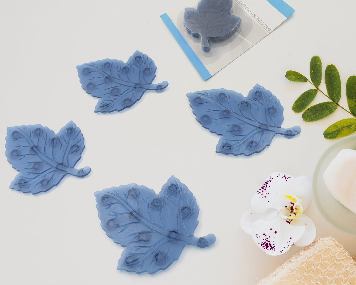 Mini  Pvc Anti-Slip Bat Mat Non Slip Baby Bath Mats, Mini Child Safety Anti Slip Shower Mats Leaf Shaped for Kids (4 pc Set)