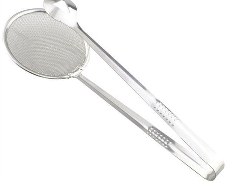 Kitchen filter spoon with clip, stainless steel, multi-functional.