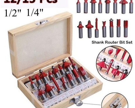 12 / 15pcs Milling Cutter Router Bit Set