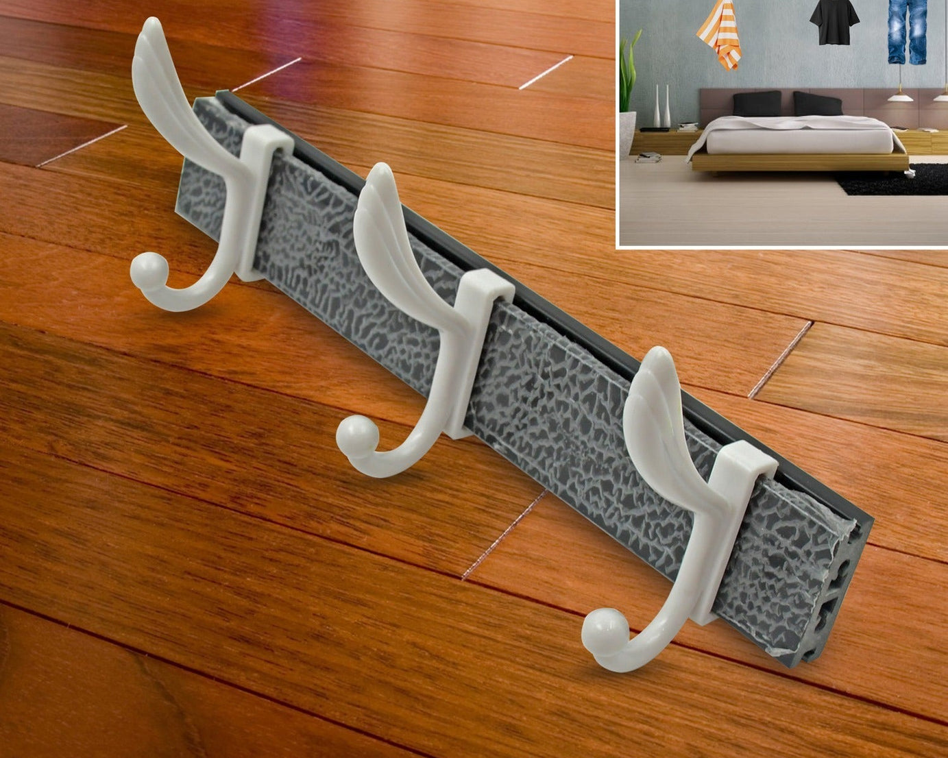 7571 Cloth hanger, Wall Door Hooks Rail for Hanging Clothes for Hanging Hook Rack Rail, Extra Long Coat Hanger Wall Mount for Clothes, Jacket, Hats, 6 Hook