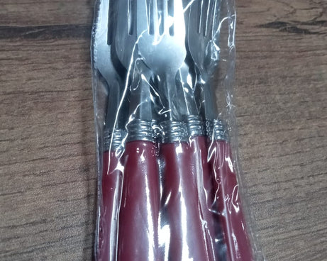 Stainless steel dining forks with ergonomic grip, set of 6.