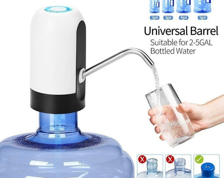 Dispenser pump for water with USB charging and streamlined design