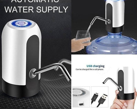 Drinking cooler pump with blue LED light, showing its design and use