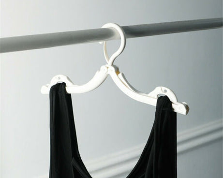 Portable plastic hanger, foldable design, suitable for travel and small closets.