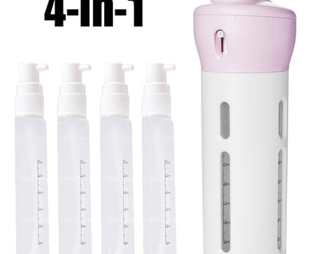 Travel cosmetic container set with 4 bottles