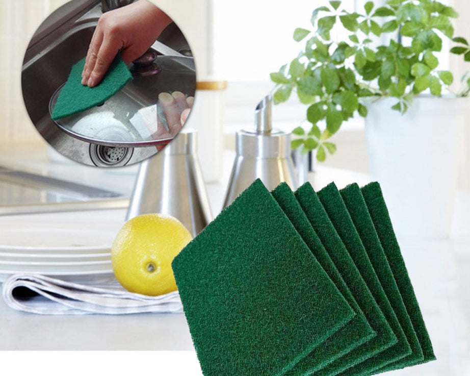 Durable scrub sponges, pack of 6 for effective cleaning.