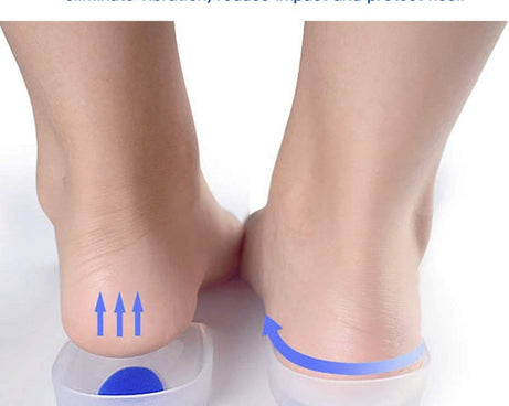 Durable silicone heel pads for everyday comfort.