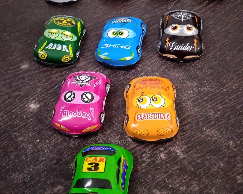 Set of mini pull back cars, ideal for kids, showing diverse car designs.