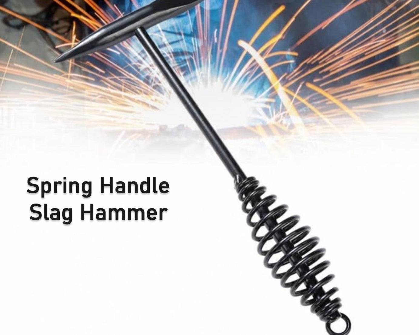 Welding Slag Removal Tool Chipping Hammer with Coil Spring Handle, Mufti Functional for Cleaning Removing Slag Industrial Weld Slag Spatter Removal Tool Welding Hammer, for Machinery Electrician (1 Pc )