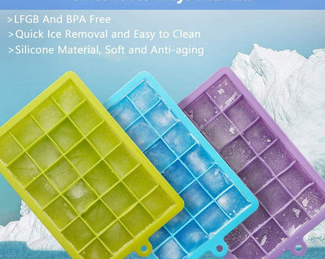 Silicone Ice Cube Trays 24 Cavity Per Ice Tray [Multicolour]