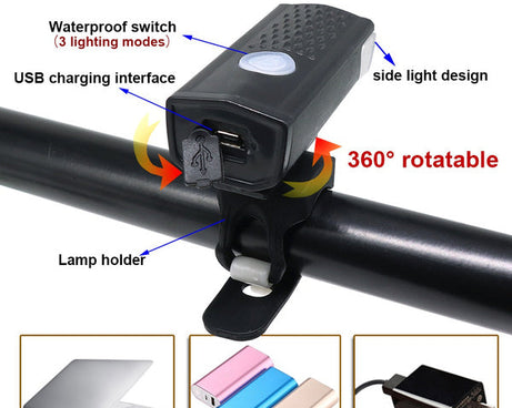 Rechargeable front bike lights