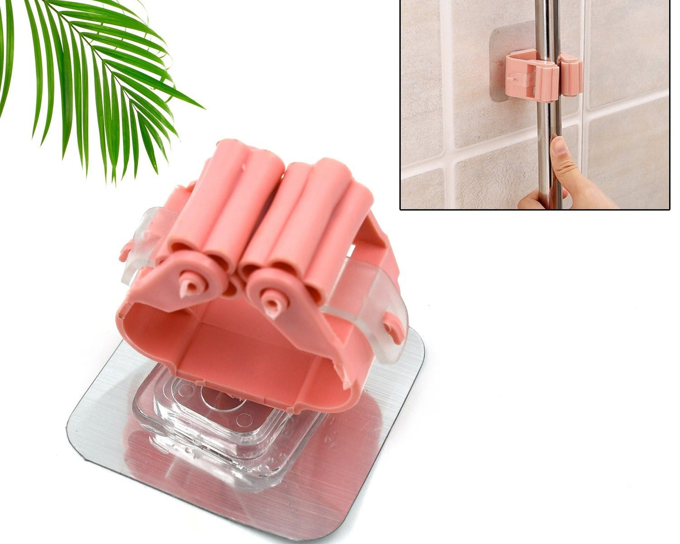 7458 Broom Holder Wall Mounted, Mop and Broom Holder Broom Organizer Grip Clips, No Drilling, Wall Mounted Storage Rack Storage & Organization for Kitchen, Bathroom, Garden (1 Pc)