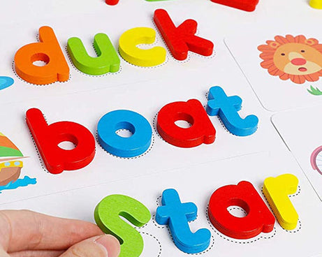 Magnetic alphabet letters on a board