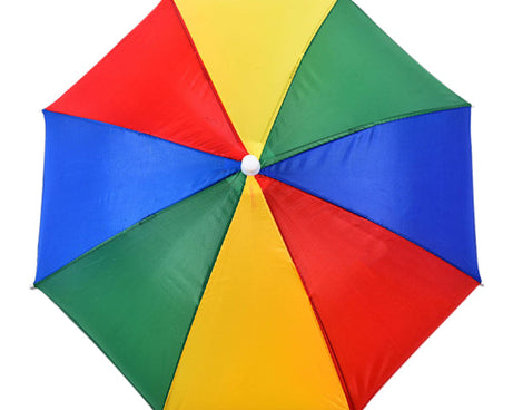 Umbrella hat for hands-free sun and rain protection.