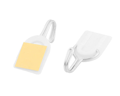 Plastic hook for hanging towels and robes.