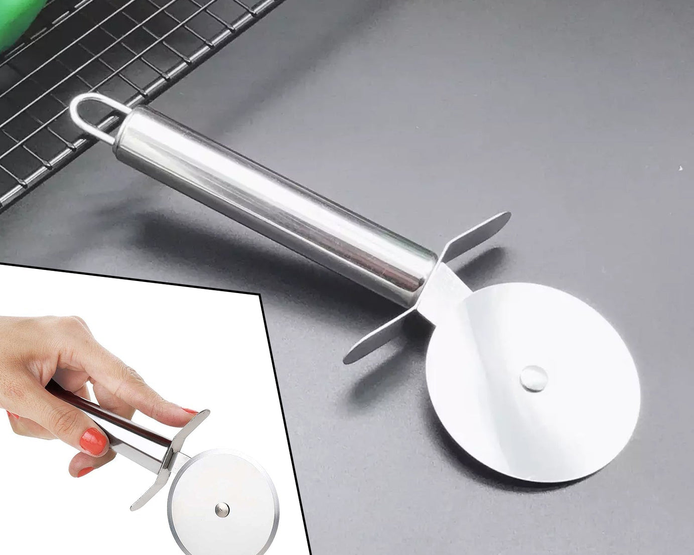 Stainless steel pizza and pastry cutter for kitchen use