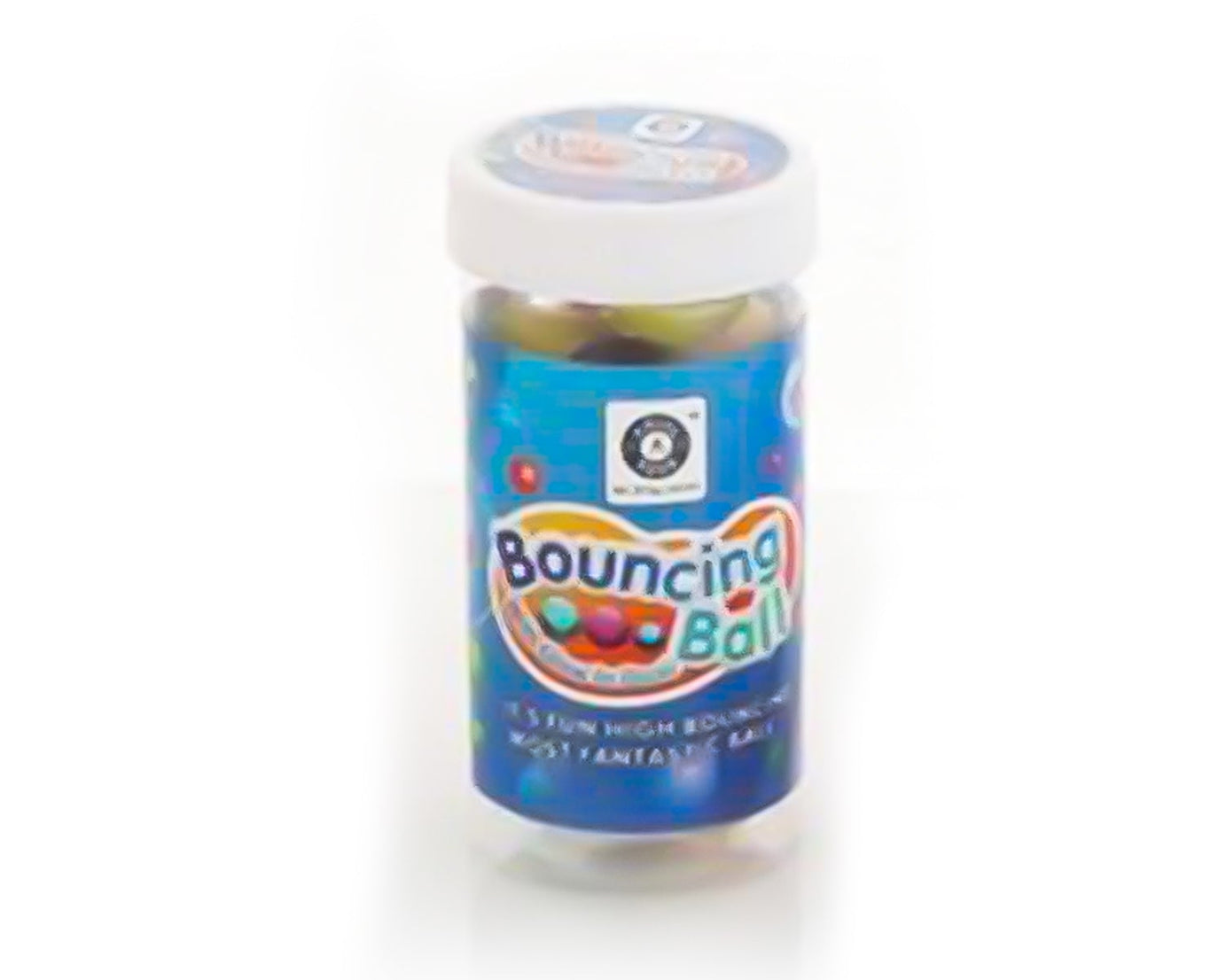 Set of 14 colorful bouncy balls with various designs and patterns.