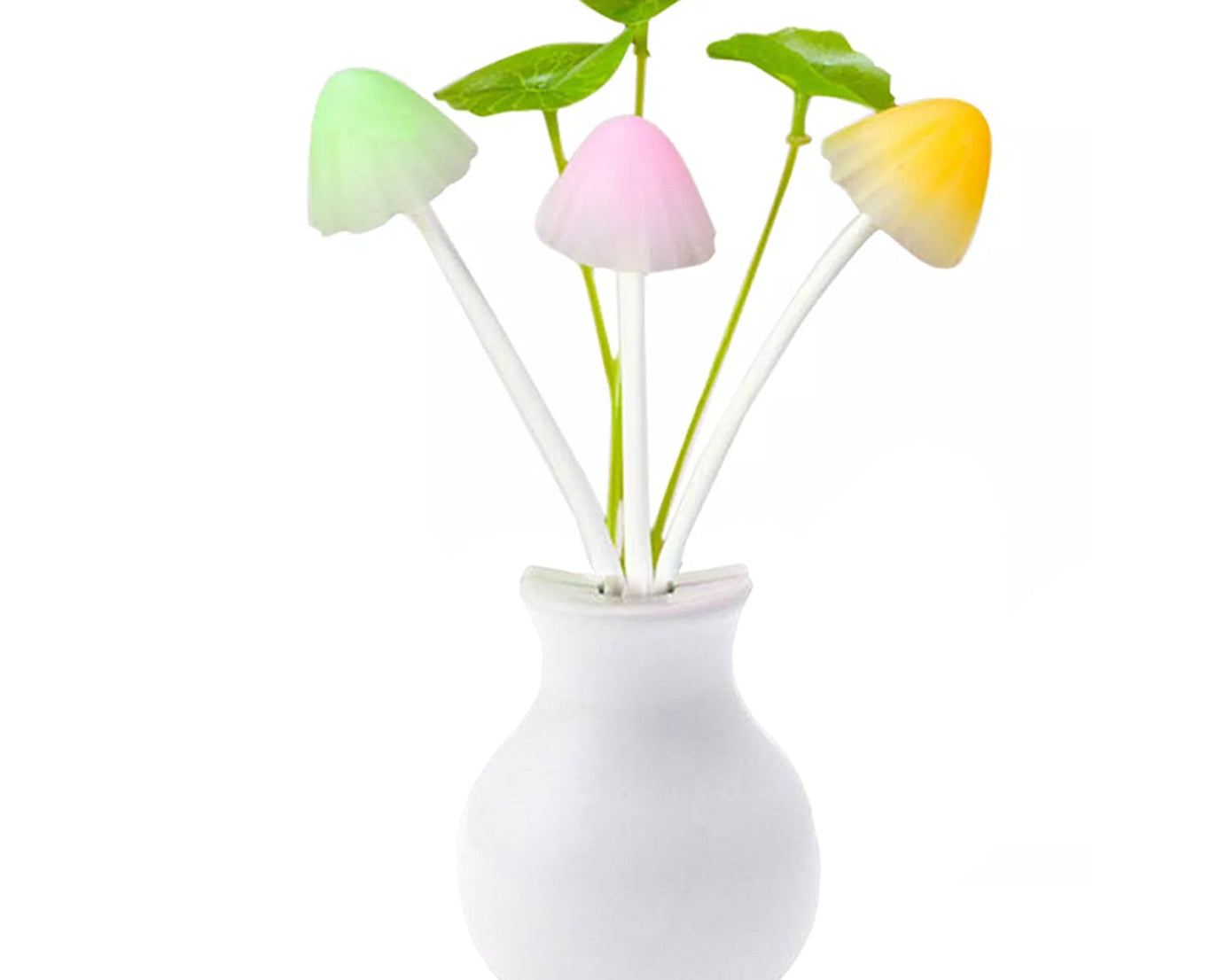 Mushroom-shaped night light with LED and sensor.