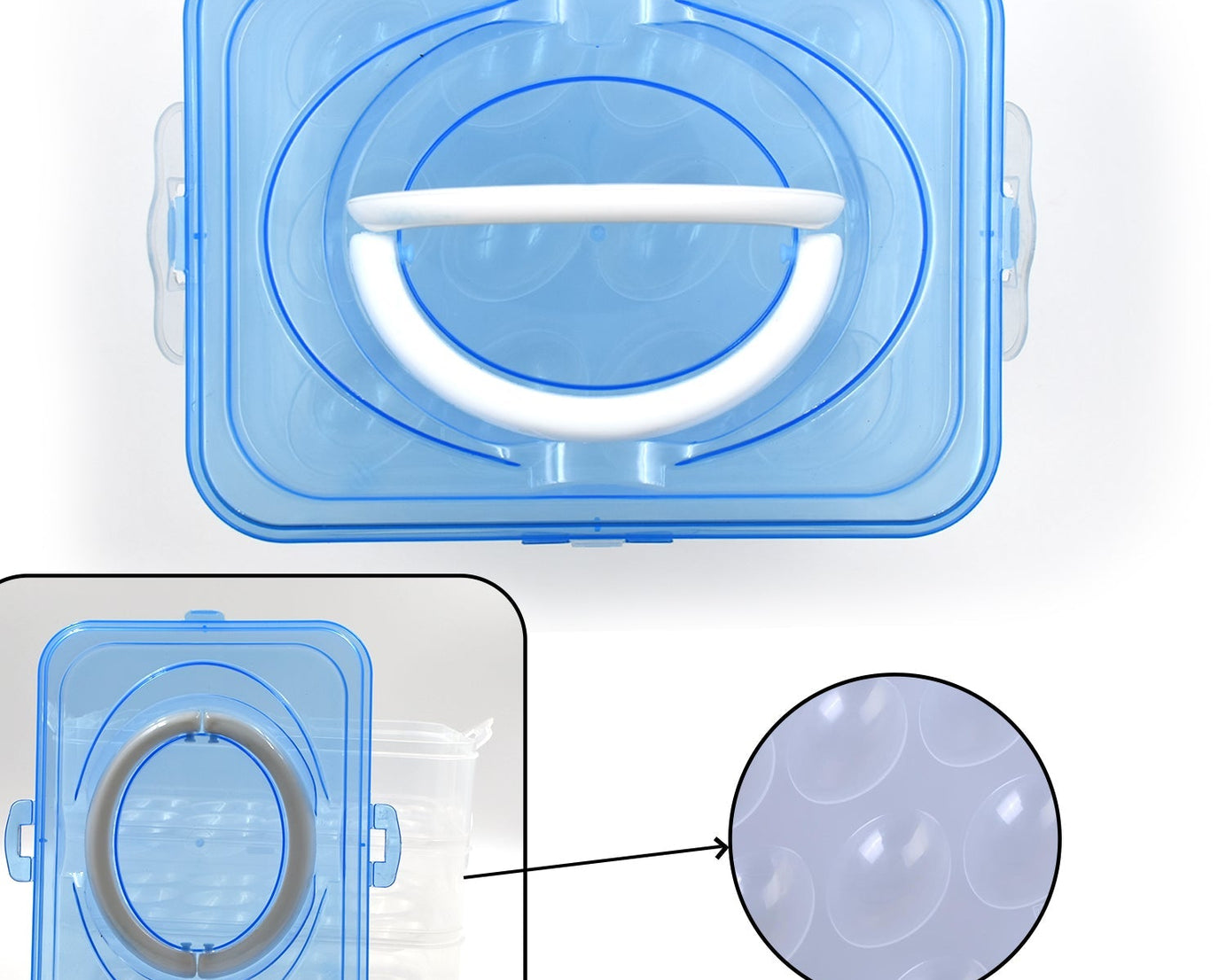 Plastic egg box with 36 grids and a 3-layer design, suitable for keeping eggs fresh in the fridge