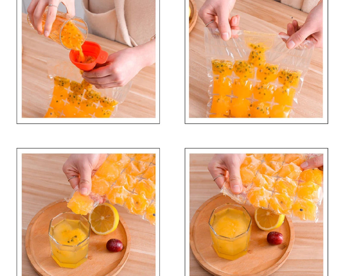 Disposable Ice Cube Bags, Stackable Easy Release Ice Cube Mold Trays Self-Seal Freezing Maker,Cold Ice Pack Cooler Bag for Cocktail Food Wine