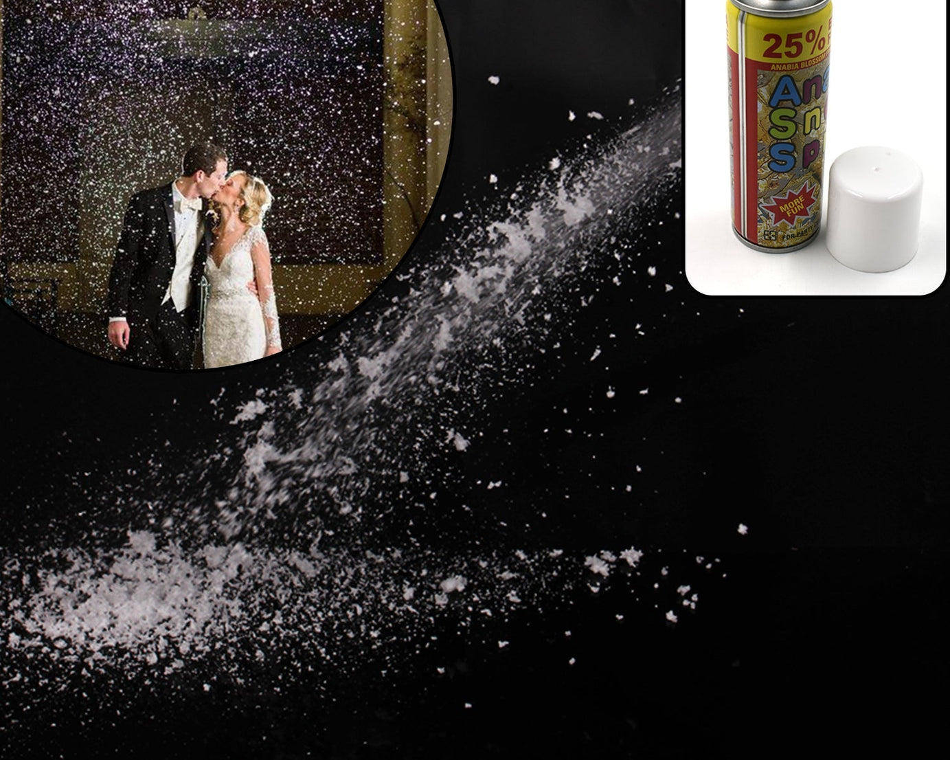 Snow spray can for fun at official and social events.