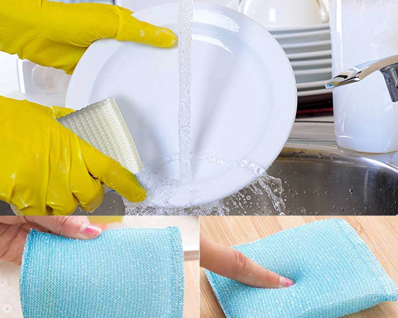Scratch-resistant scrubber pads, 12-pack, designed for safe kitchen cleaning.