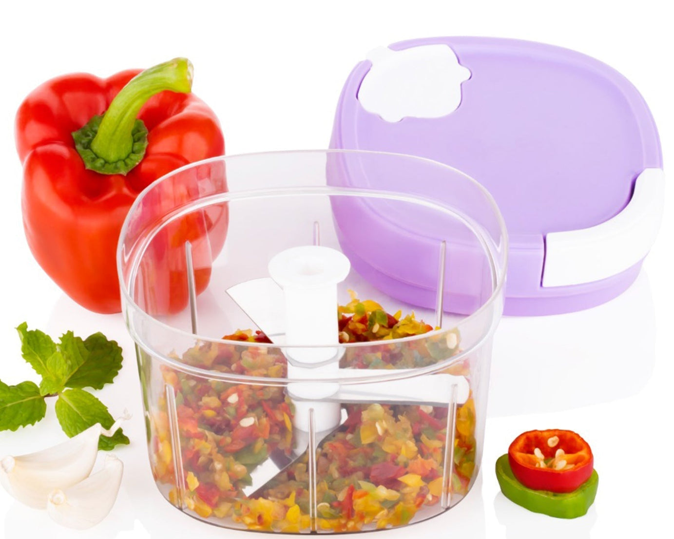 Chopper and slicer with a durable design and easy-to-use handle